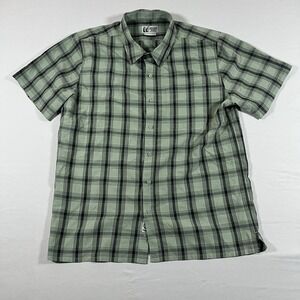 Marmot Mountain Works Men's Green Black Plaid Short Sleeve Button-Up Shirt L/G